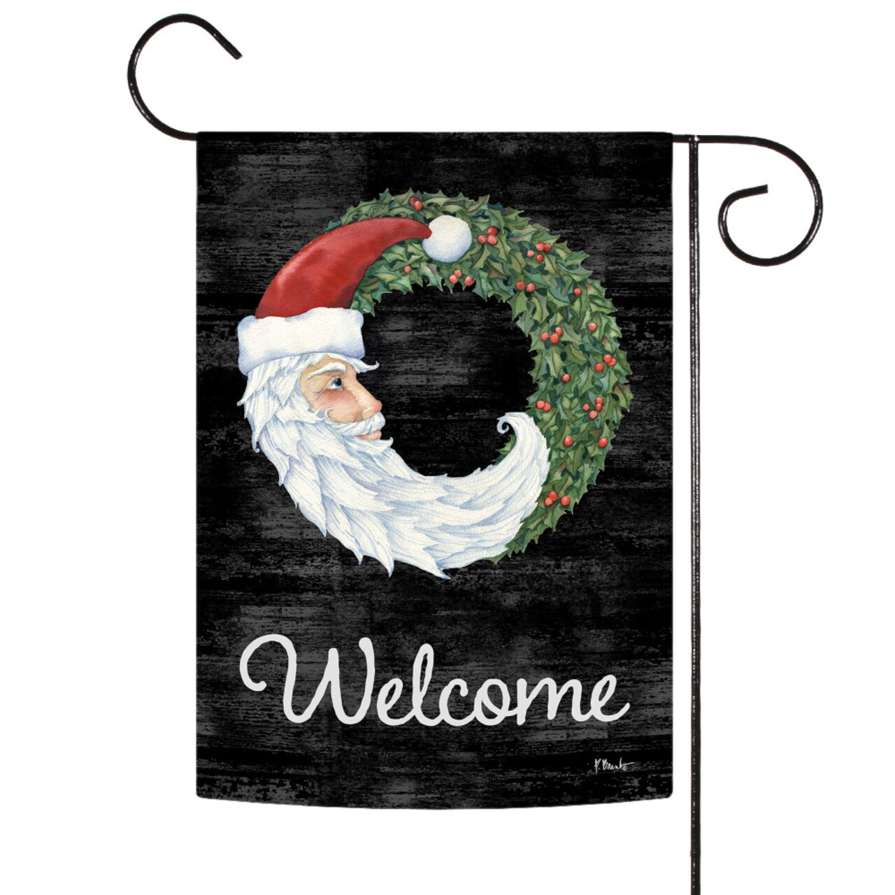 Toland Home Garden Santa Wreath Welcome Christmas Outdoor Garden Flag 18" x 12.5"
